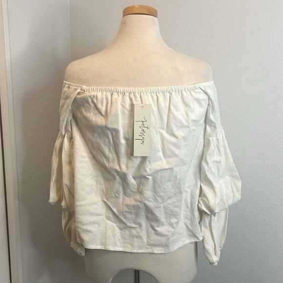 Petersyn Linen Blend Lily Puff Sleeve Top Medium - Picture 6 of 9